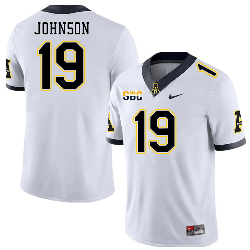 Men #19 Ethan Johnson Appalachian State Mountaineers College Football Jerseys Stitched Sale-White - Click Image to Close